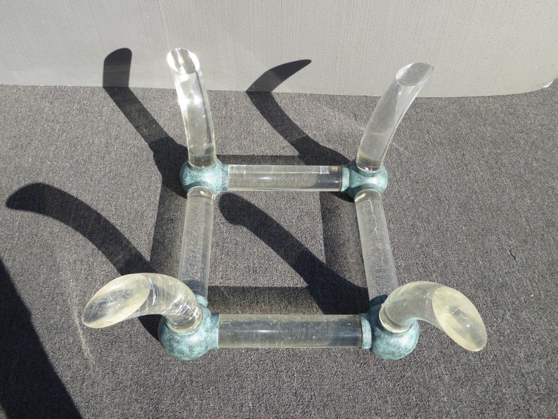 Vintage Mid Century Modern Coffee Table Lucite Sabre Legs & Turquoise Ball Feet image 8