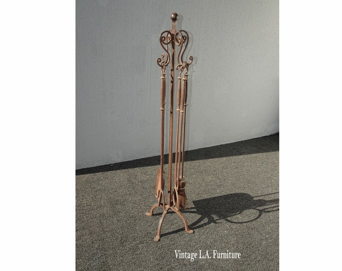 Vintage French Farmhouse Rustic Rustic Fireplace Tools w Four Tools