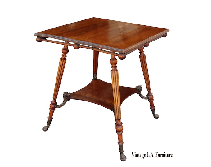 Rare Vintage French Style Side Table with Foo Dog Brackets and Claw Feet