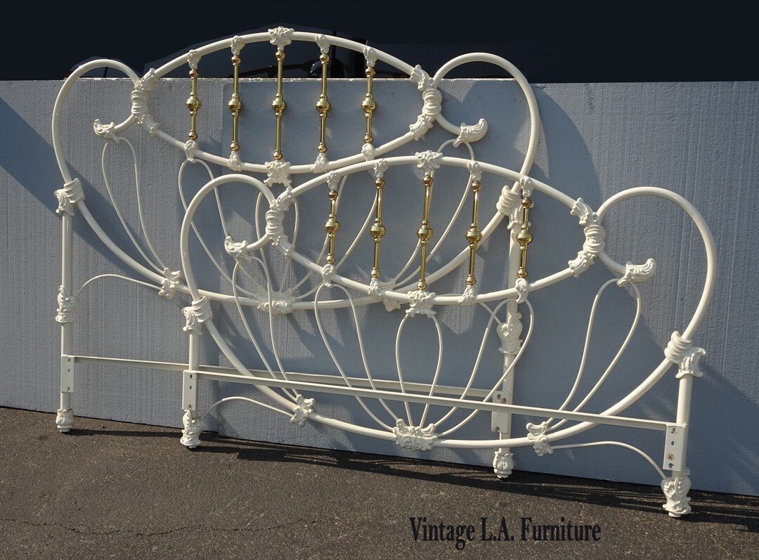 Vintage French Country Iron & Metal White Queen Bed Frame Etsy