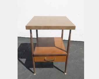 Vintage Danish Mid Century Modern Two Tier Side End Table use as Nightstand