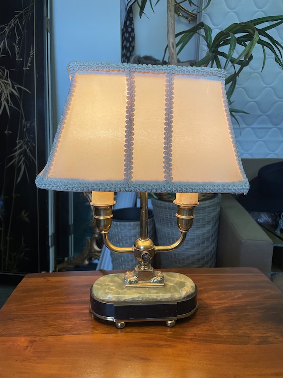 Vintage Mutual Sunset Lamp Co. Two Armed Brass Onyx Lamp 3212 Etsy