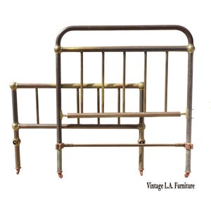 Antique Brass Bed Frame Headboard Footboard & Rails ~ French Country