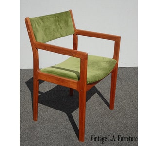 Vintage Mid Century Danish Modern Green Teakwood Side Chair 1960&#39;s