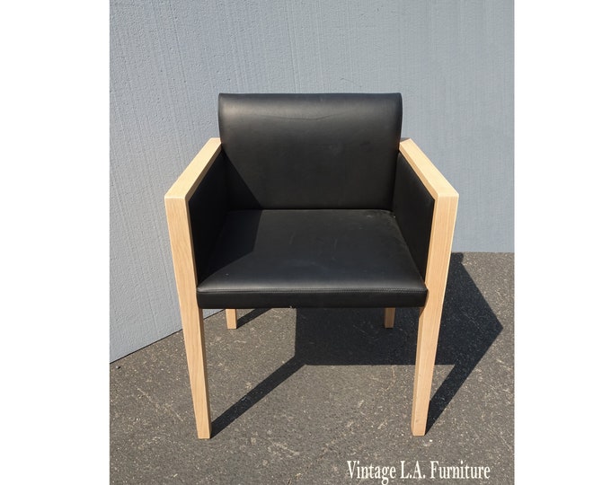 Pedrali Box Lounge Chair w Black Ecoleather and Oak Veneer Casing
