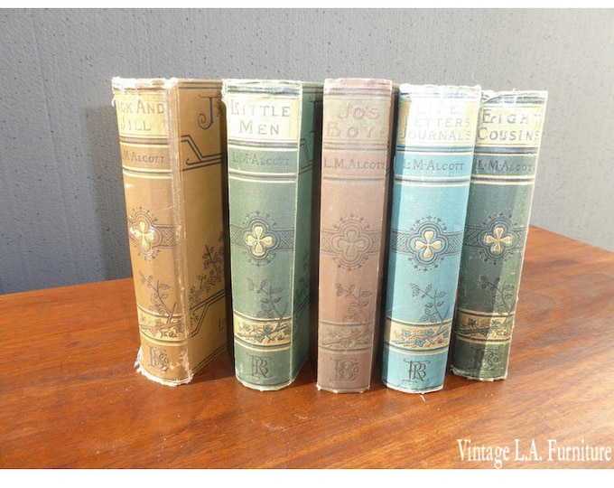 5 Books By Alcott Jack Jill Little Men Jo's Boys 8 Cousins Life Letters Journals