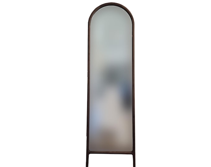 New Curva Danish Modern Style Dark Walnut Floor Mirror