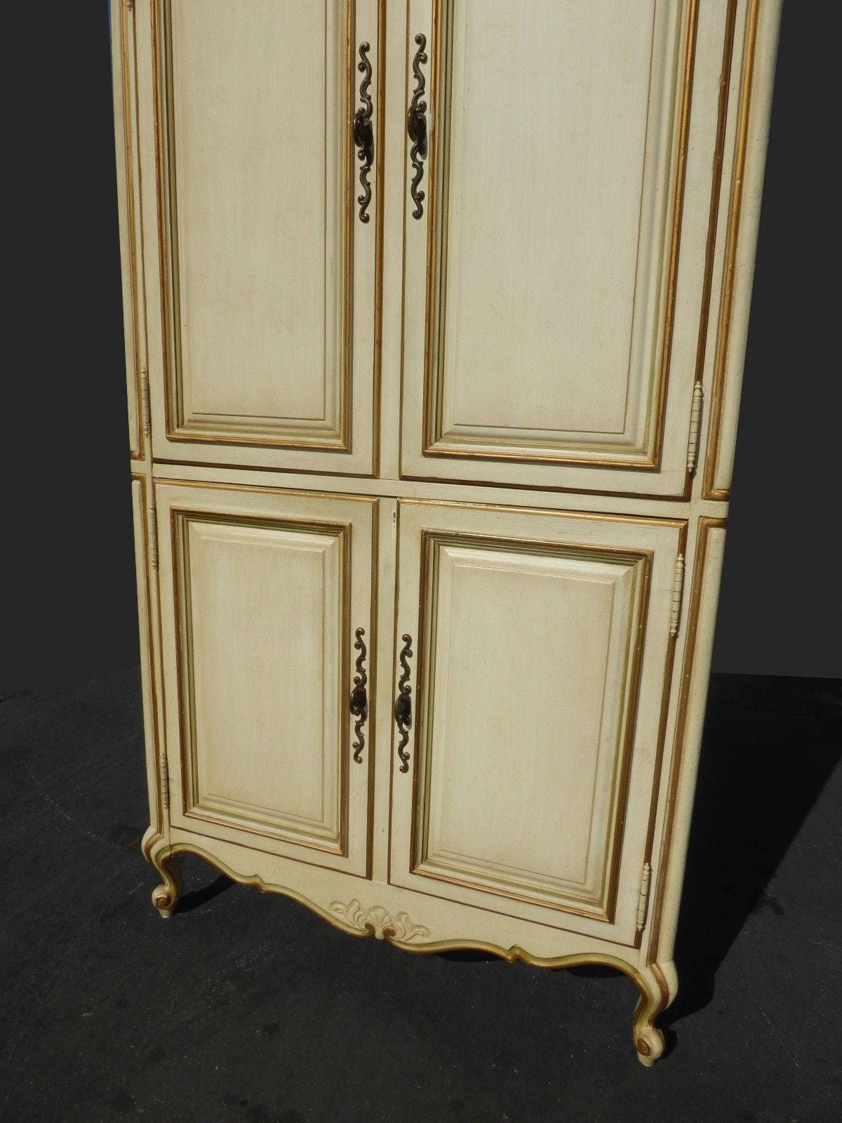 Vintage Drexel French Provincial Off White & Gold Armoire