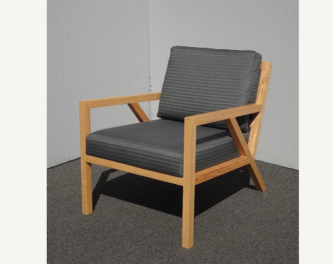 Mid Century Danish Style Blue Gray Accent Chair