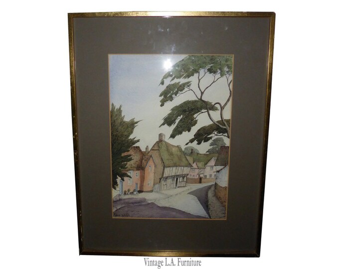 Original "Quiet Corner" Lavenham England Watercolor Painting Signed Joan Webb