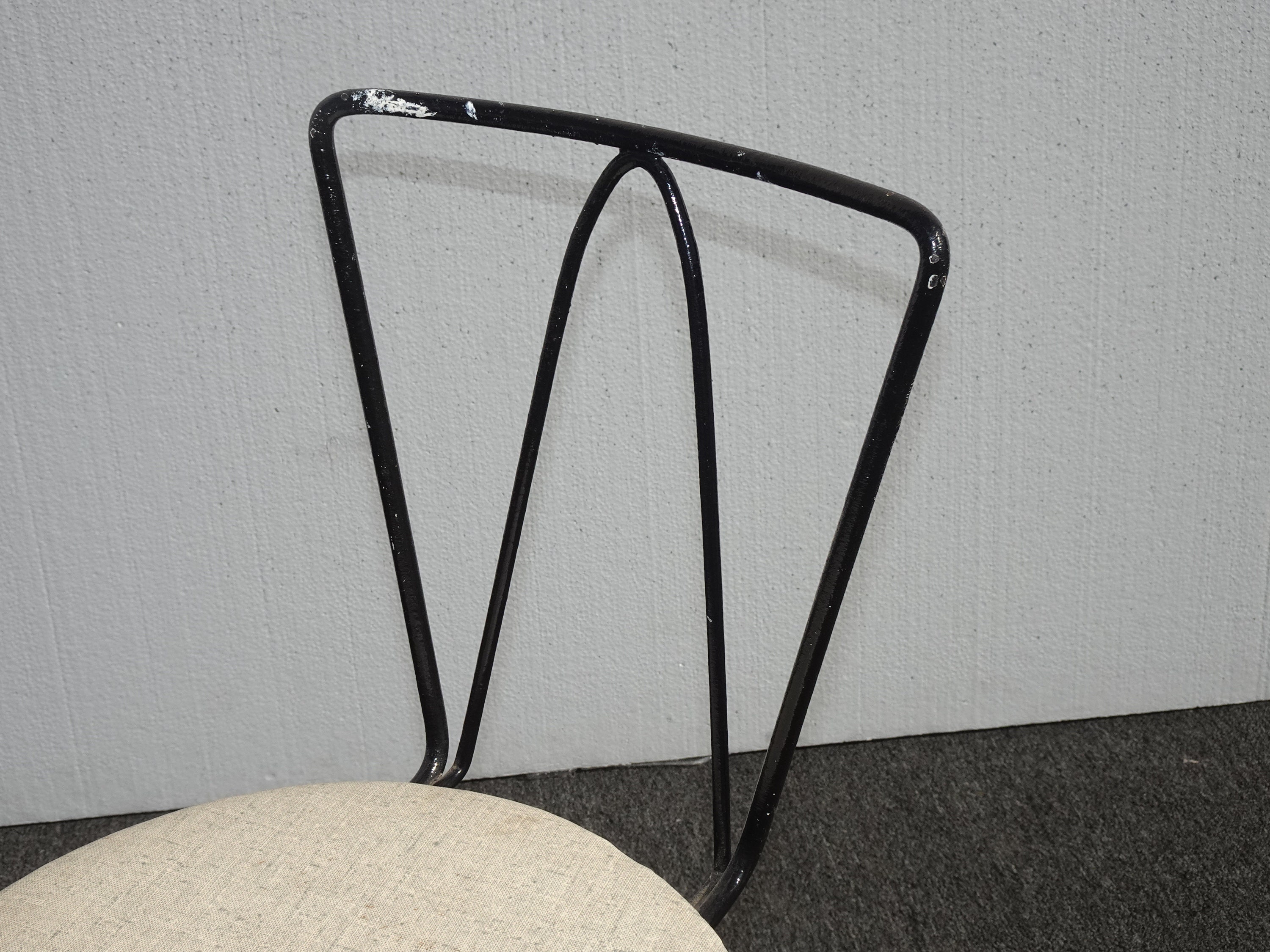 Set of Three Vintage Mid Century Modern White Metal Bar Stools Barstools