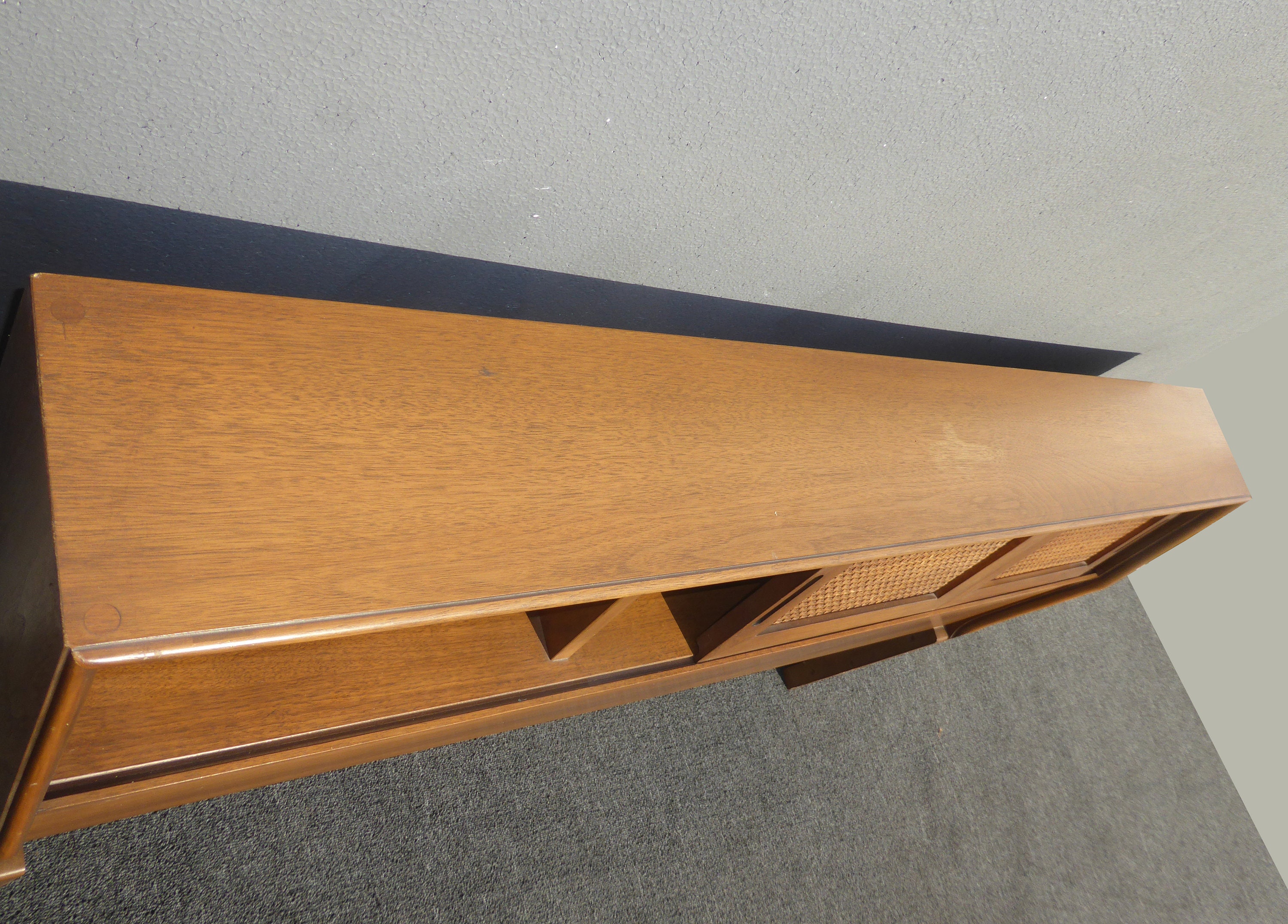 Vintage B.P. John MidCentury Modern Full SIze Headboard w Sliding Doors