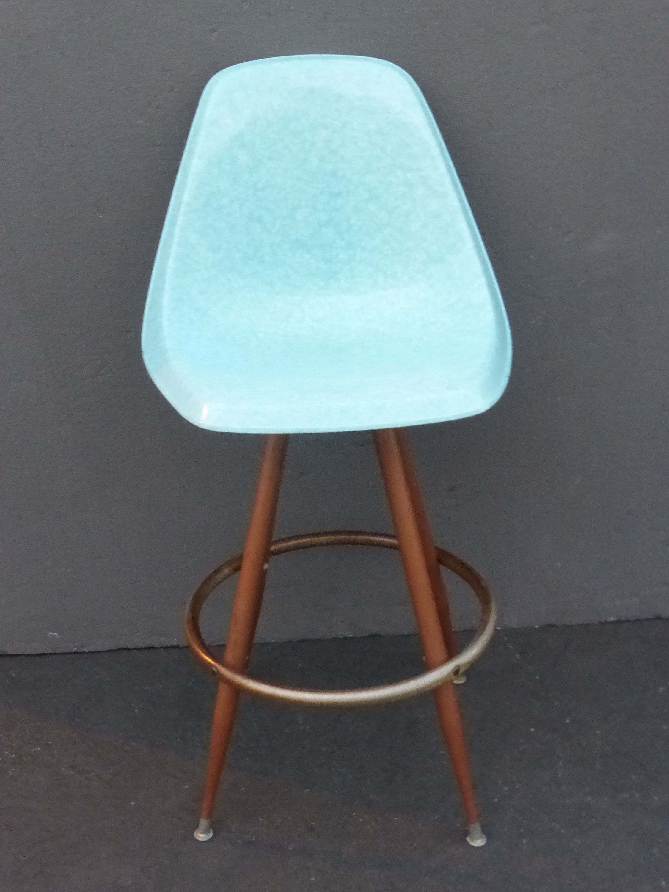 Vintage Mid Modern Retro Style Turquoise BARSTOOL w Peg Legs Bar Stool