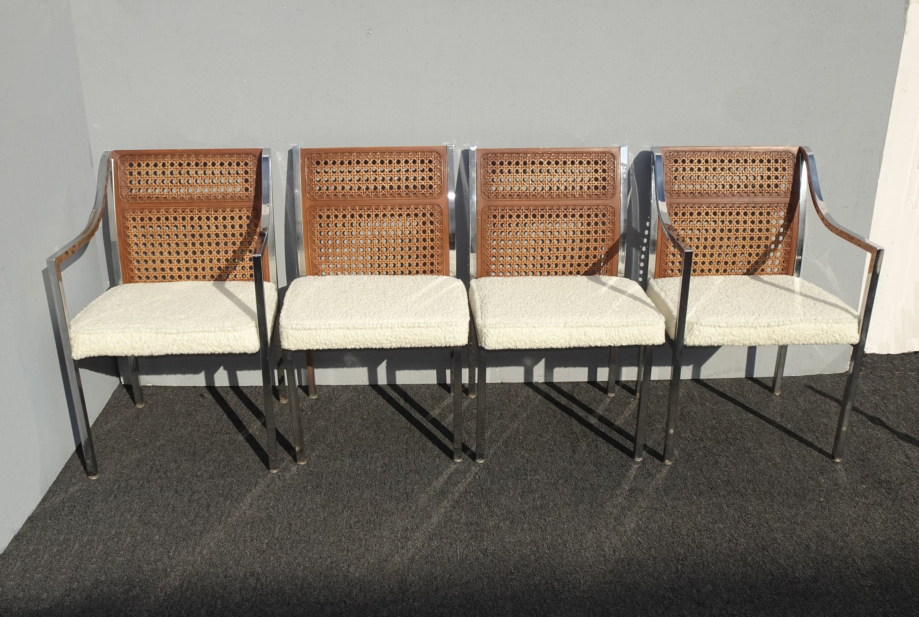 Four Mid Century Howell Cane Chrome Quality Dining Room Chairs W