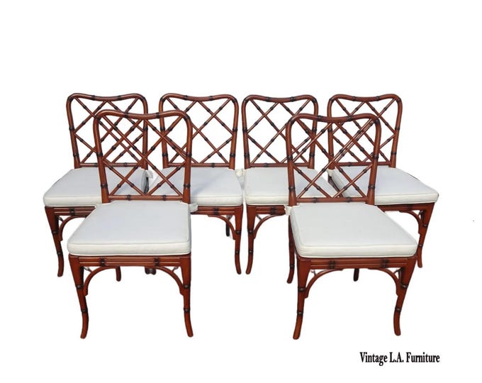 Six Vintage Williams Sonoma French Style Chippendale Dining Room Side Chairs