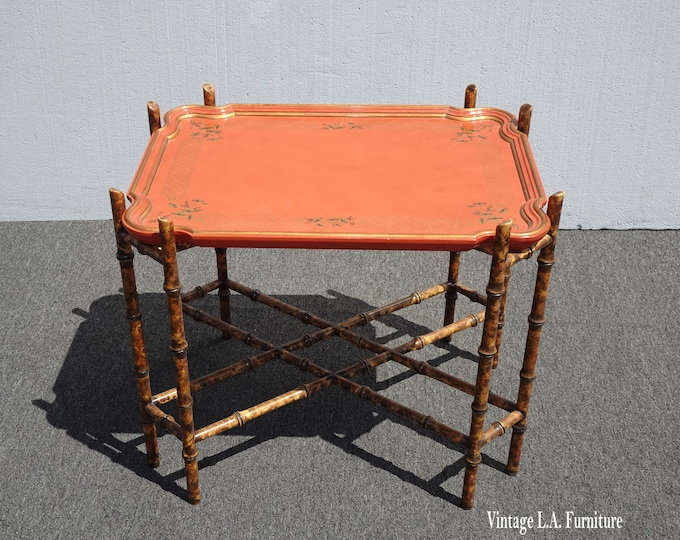 Vintage French Country Baker Bamboo Coffee Table ~ Tray Table