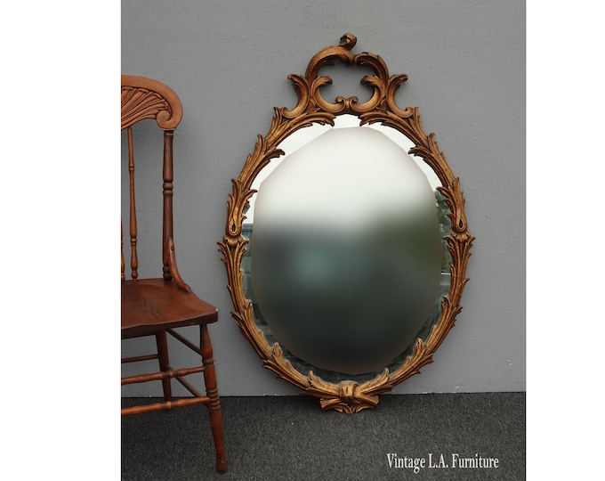 Vintage French Provincial Scrolled Gold Wall Mantle Mirror