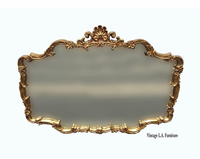 Vintage French Provincial Gold Ornate Wall Mantle Mirror by Carolina Mirror Co.