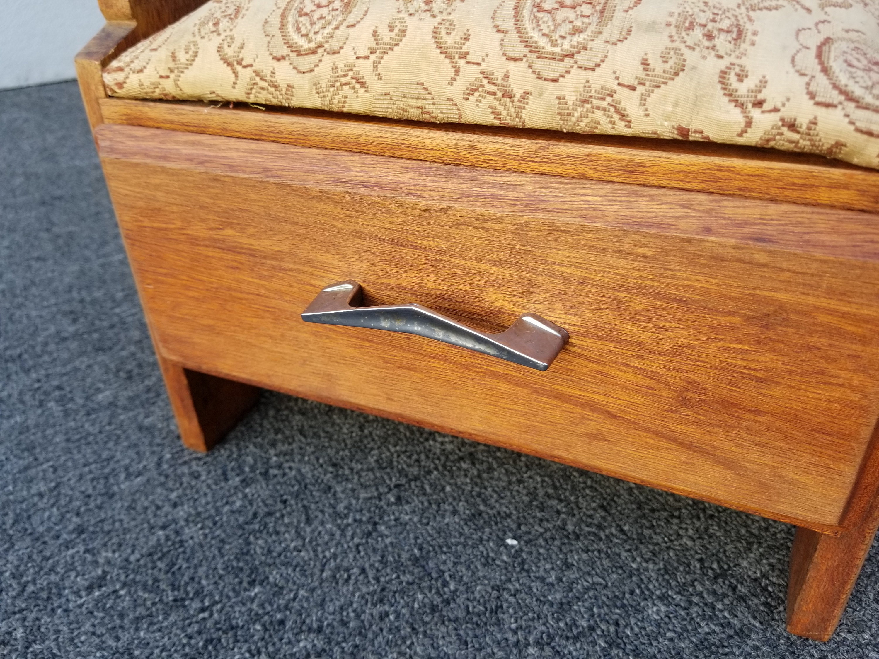 Vintage French Country Footstool w Drawer ~ use as Sewing Kit Storage