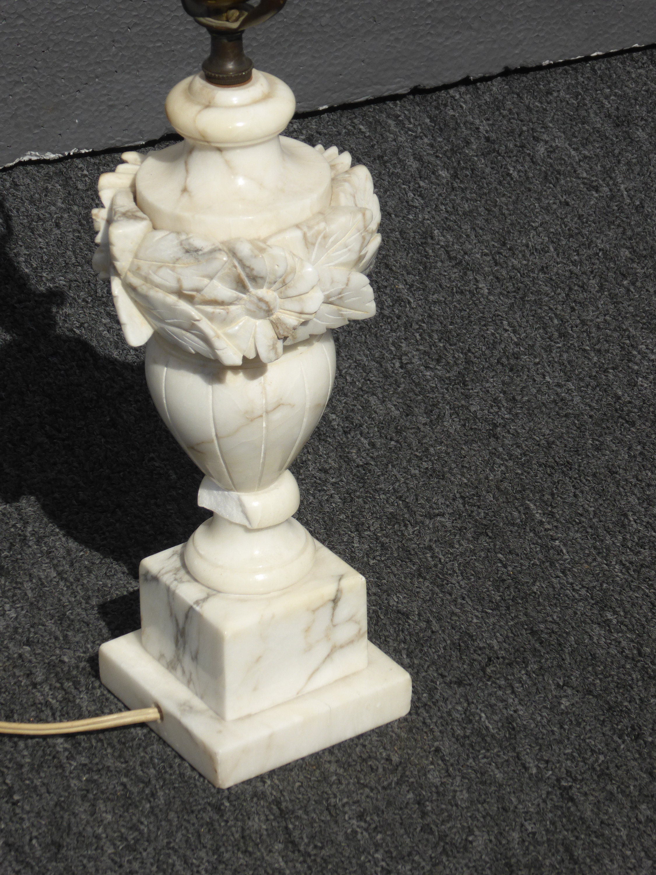 Vintage White Marble Table Lamp Light As Is