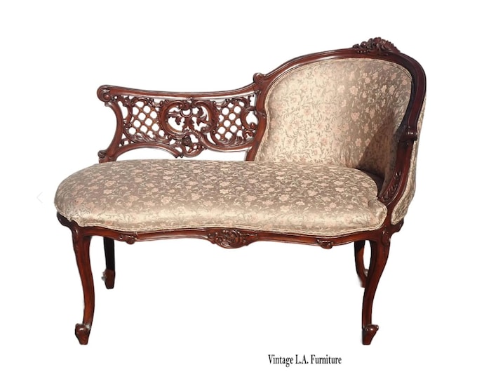 Vintage French Louis Style Rose Settee Chase Lounge ~ Two Seater