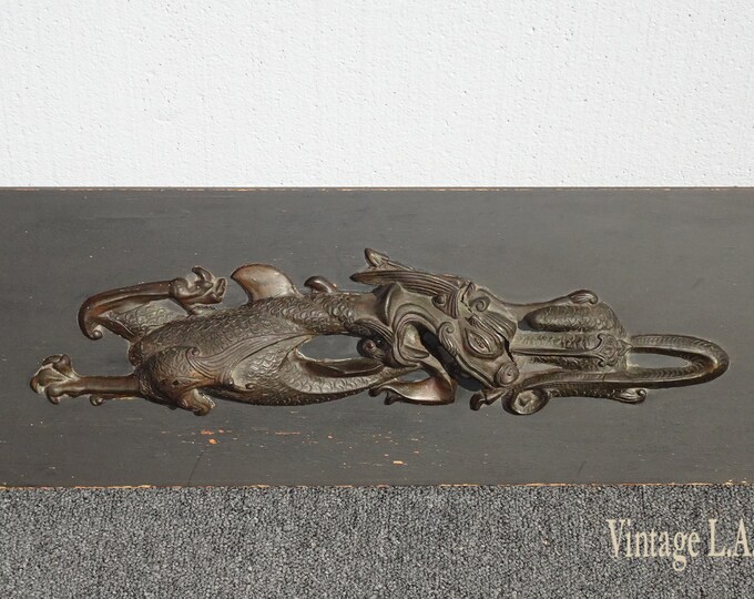 Vintage Oriental Asian Black Dragon Wall Picture As Is