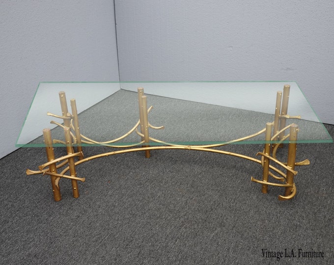 Vintage Mid Century Brutalist Gold Coffee Table