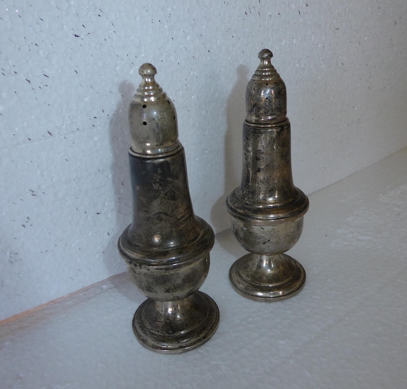 Vintage/Antique Empire Sterling Silver Weighted Salt & Pepper Shakers 242 image 3