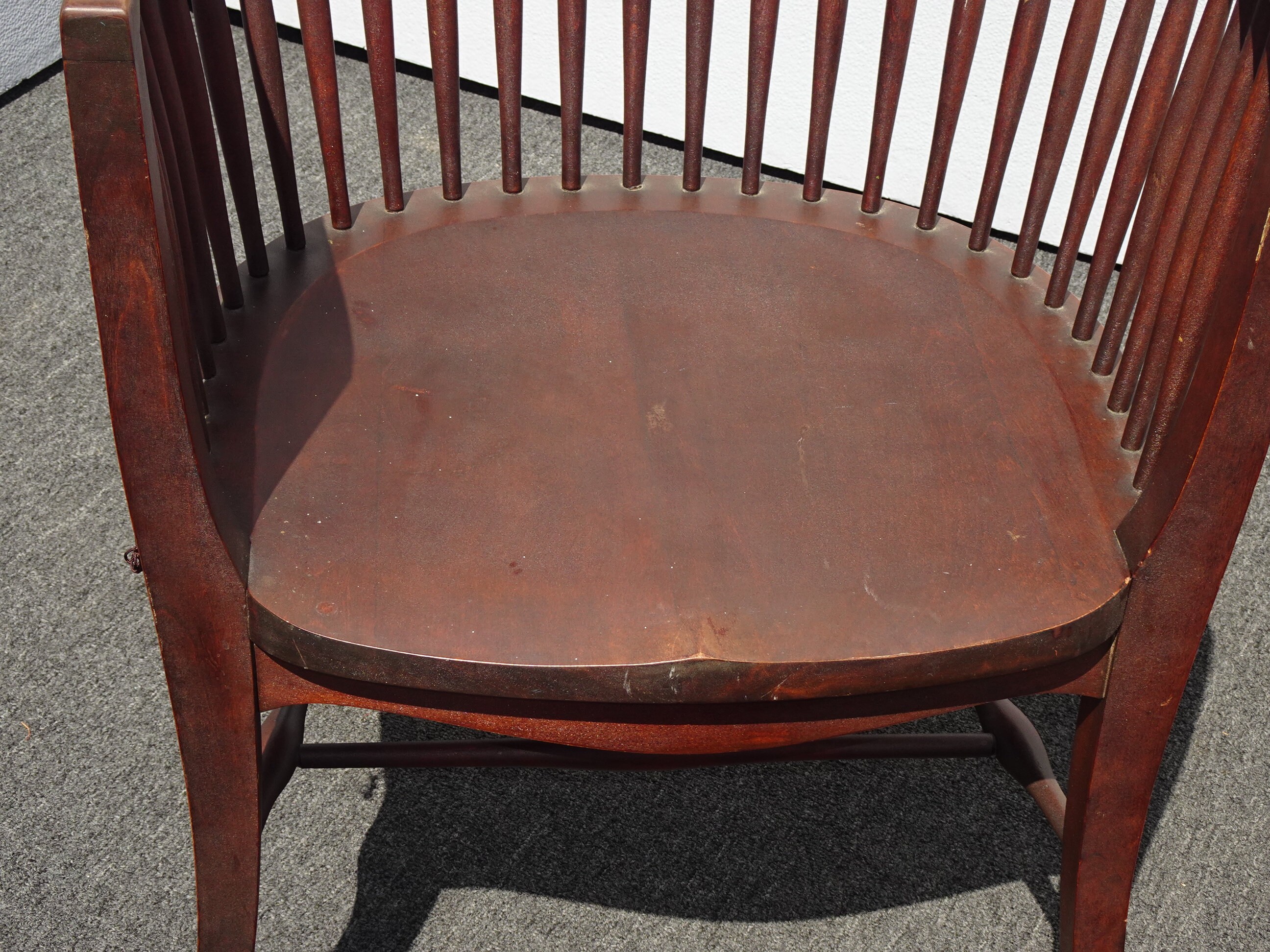 Antique French Country Solid Wood Accent Captain Tub Chair W Vertical