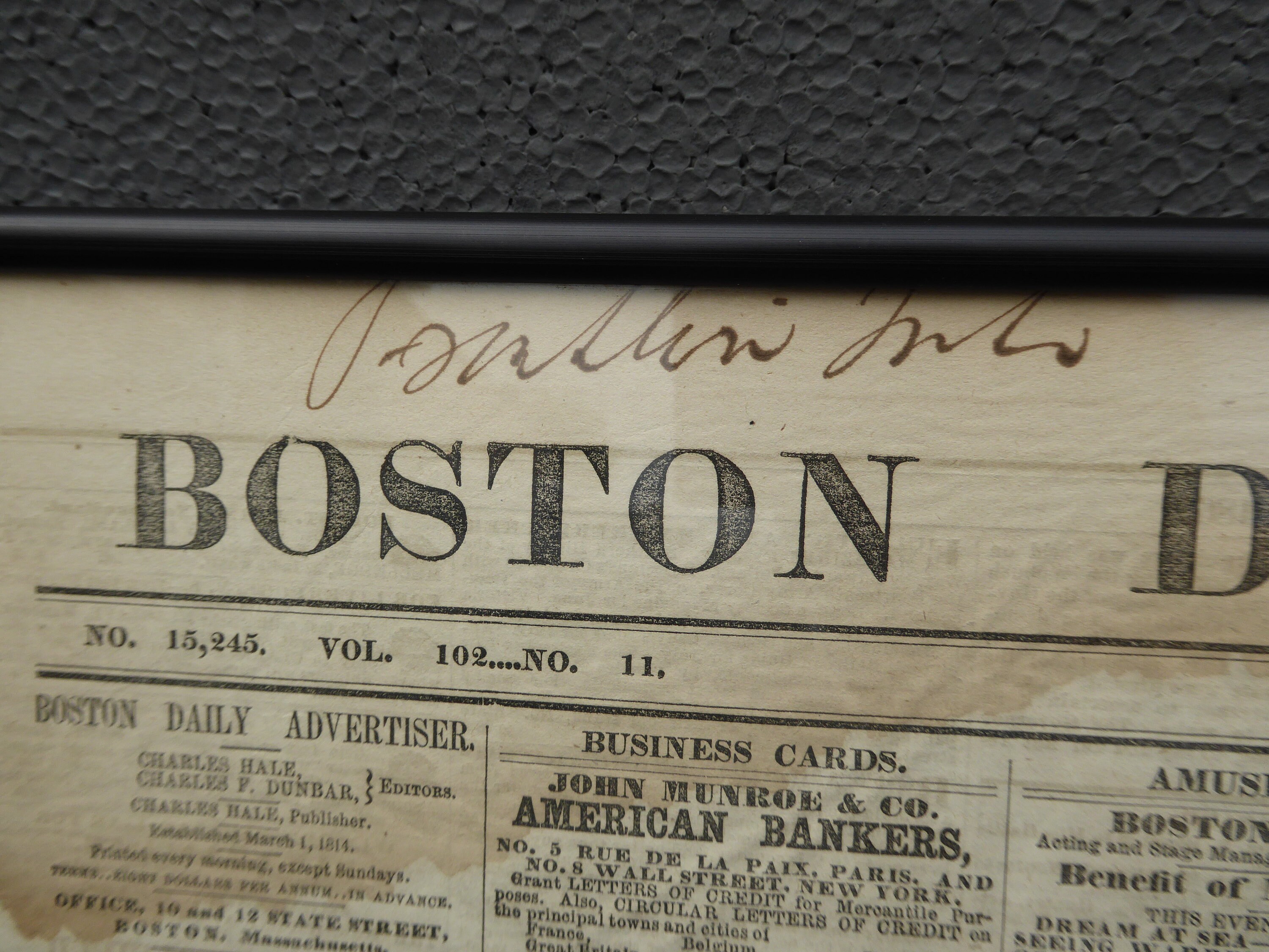 Newspaper Boston Daily Advertiser Picture 6261863 Print during the