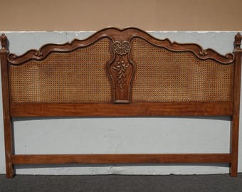 Vintage Drexel Heritage French Provincial Louis XV Cane King Headboard