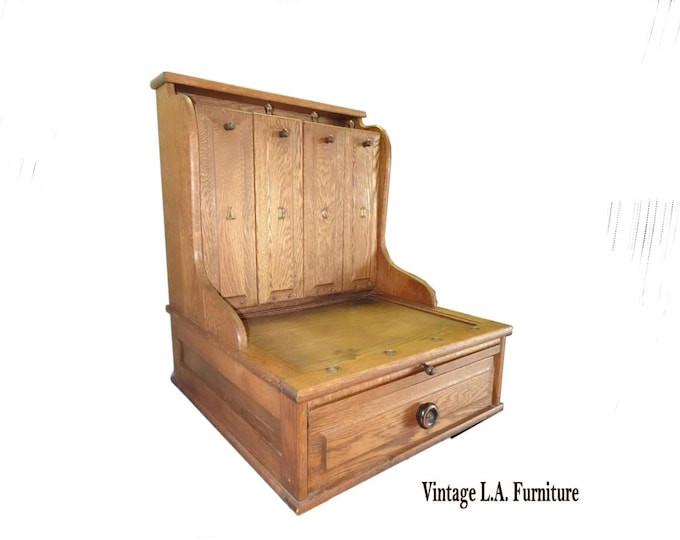 Antique McCaskey Counter Top File Cabinet Register ~ w Drop Down Drawers & Tray