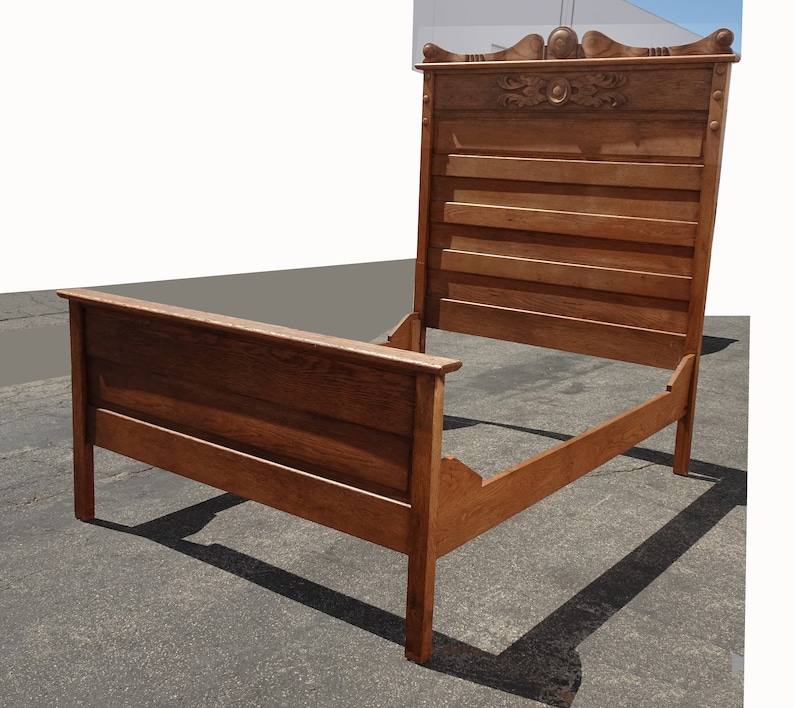 Antique French Country Oak Full Size Bed Frame Headboard - Etsy