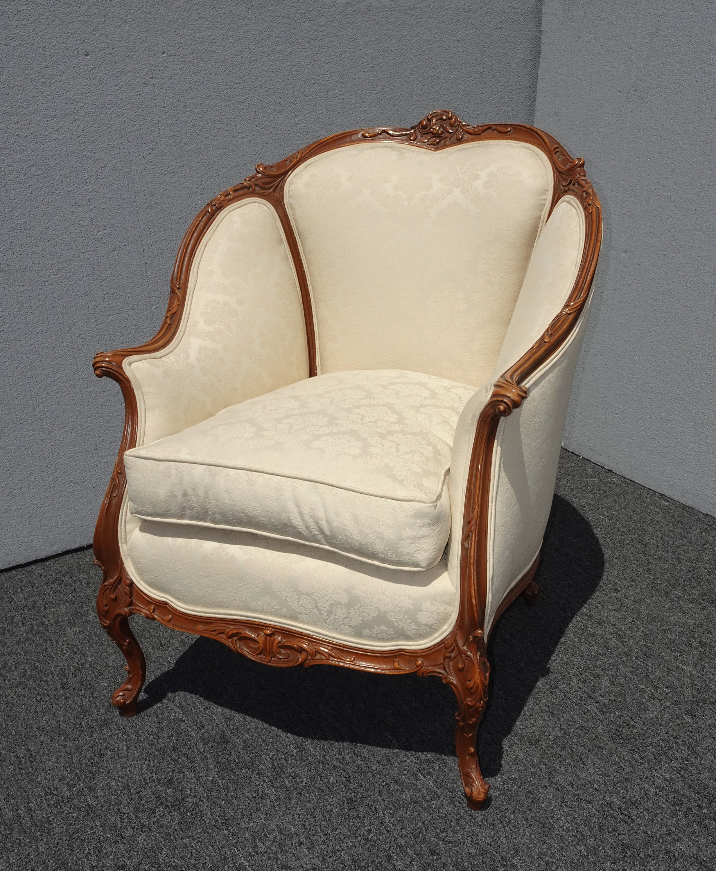 Vintage French Louis XVI Rococo Off White Down Accent Chair
