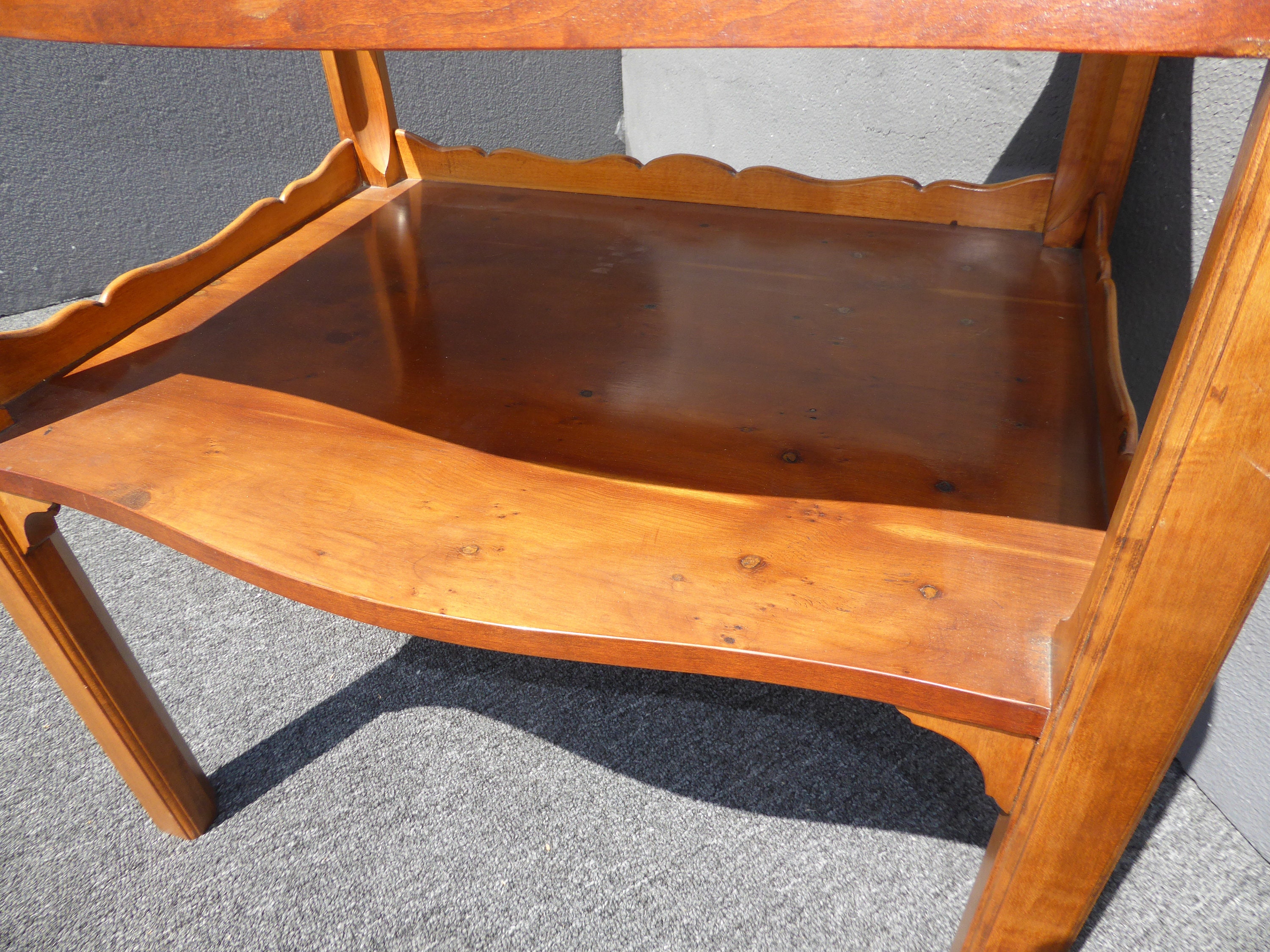 Vintage Baker Furniture French Country Style Two Tier Carved Wood Side