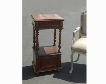 Antique Federal Style Marble Top One Drawer Nightstand w Storage As-Is