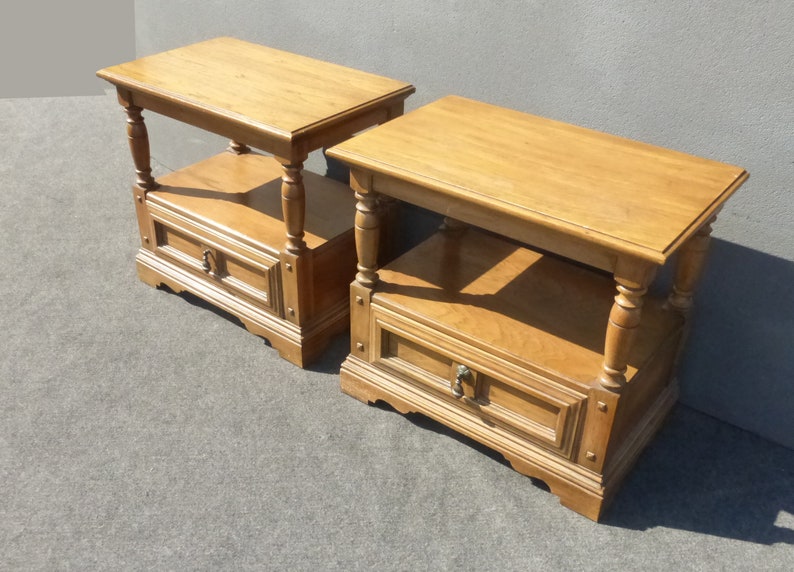 PAIR Vintage Mid Century End Tables French Country Cottage Etsy