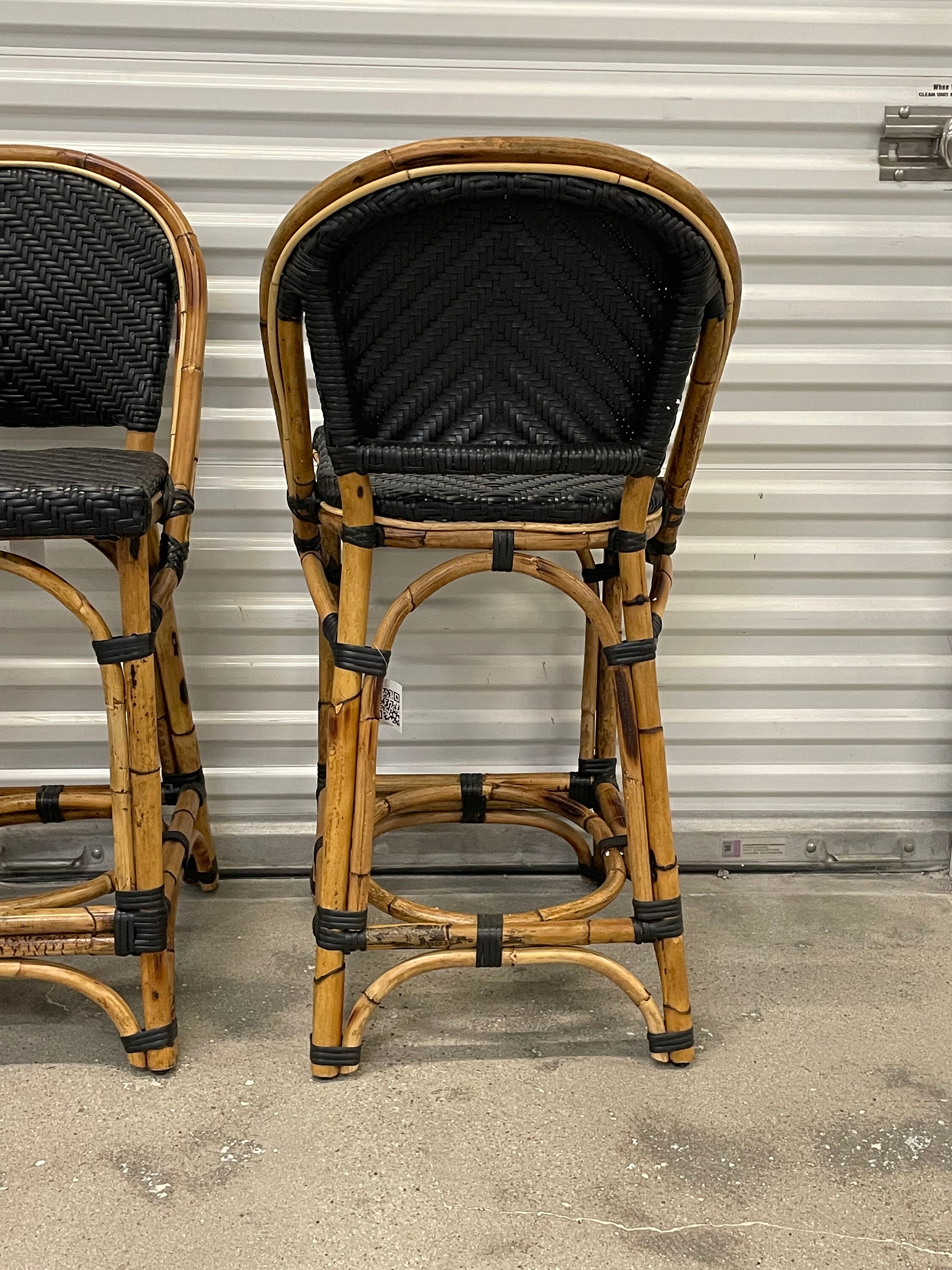 Pair of Rattan Counter Height 26 in. Bar Stools