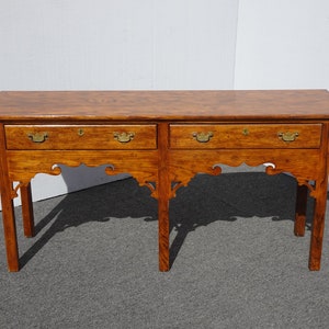 Vintage Henredon French Country Brown Oak Entry Console Table