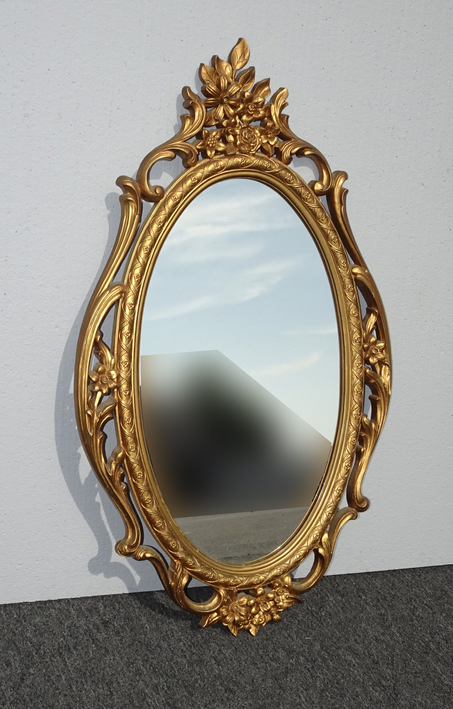 Vintage French Country Syroco Gold Wall Mantel Mirror Scrolls Florishes ...