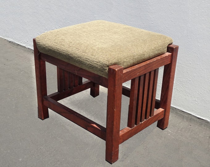 Vintage Mission Style Oak Stool Bench ~ French Country
