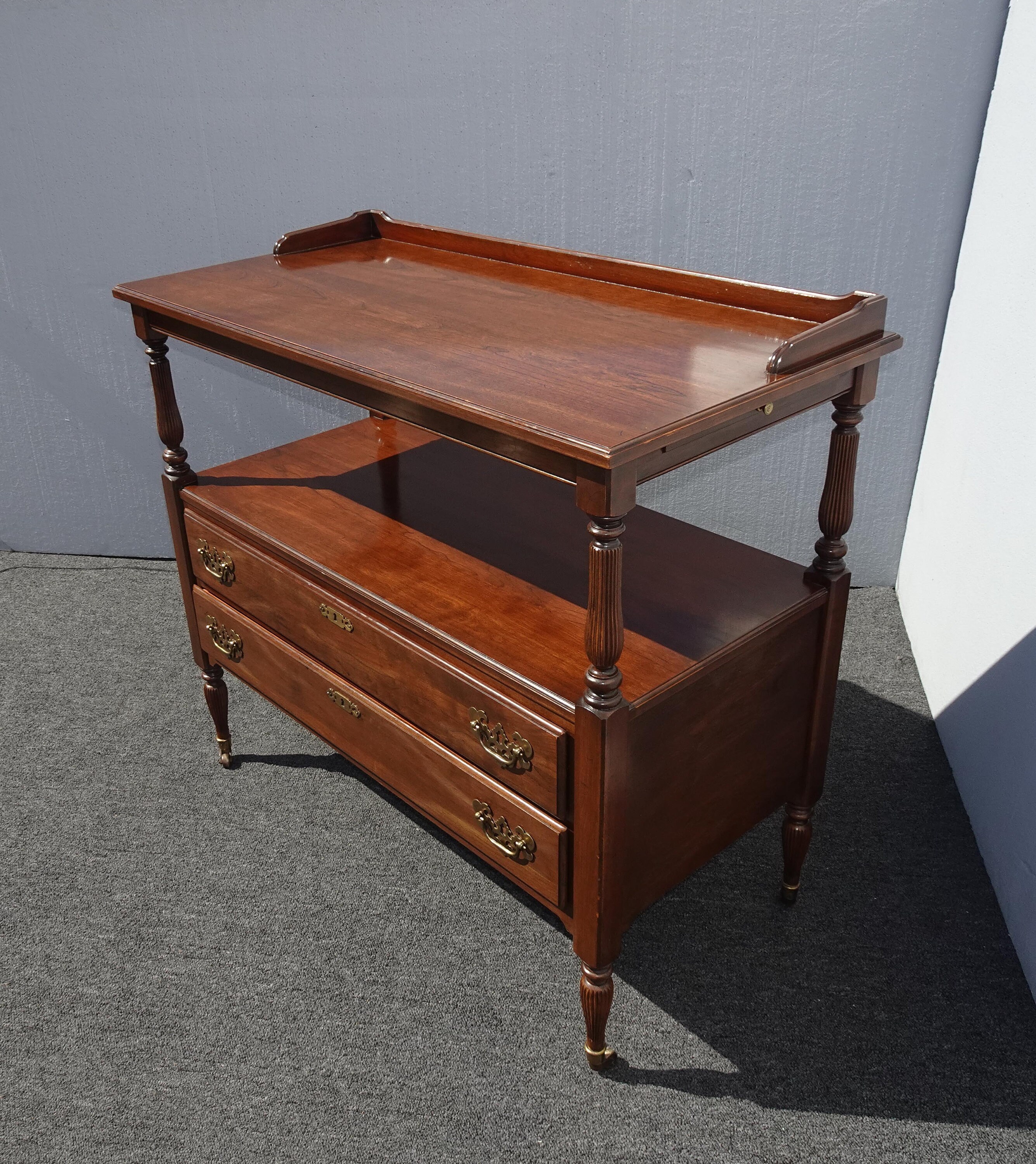 Vintage Ethan Allen Court Server Sideboard Buffet w Brass Feet Sheraton