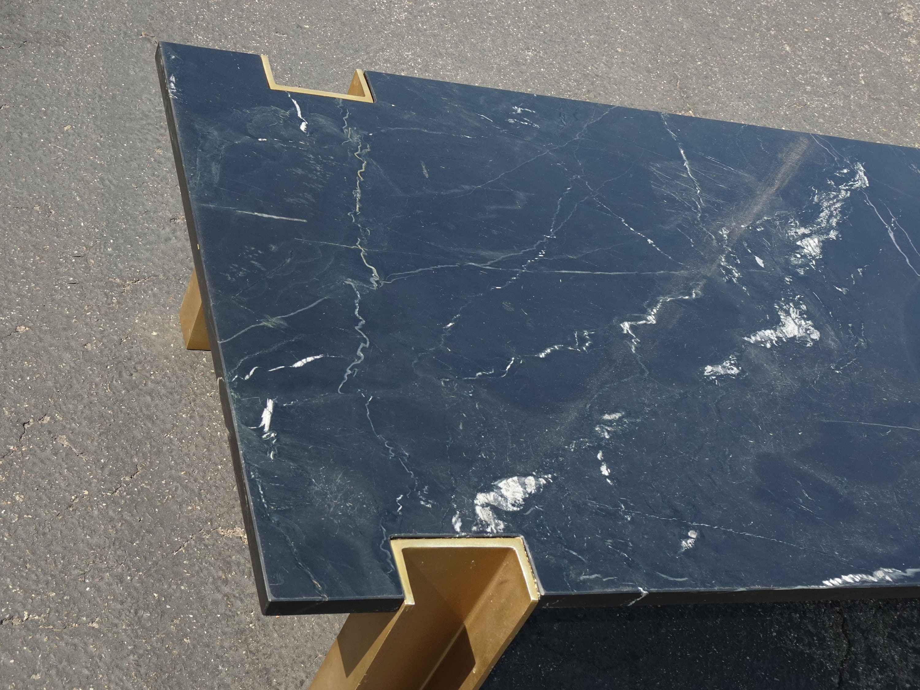 Contemporary Modern Black Marble Coffee Table with Gold Legs