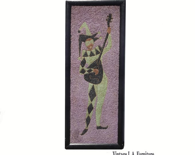 Vintage Mid Century Modern Jester Mosaic of Stones Wall Hanging Picture