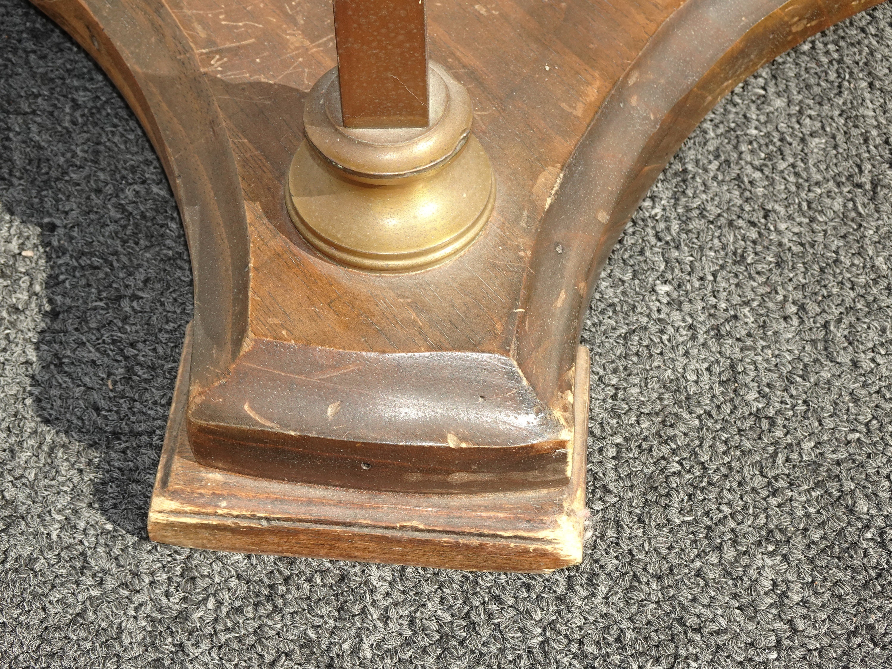 Vintage French Country Oval Side Table w Aged Copper Table Top and