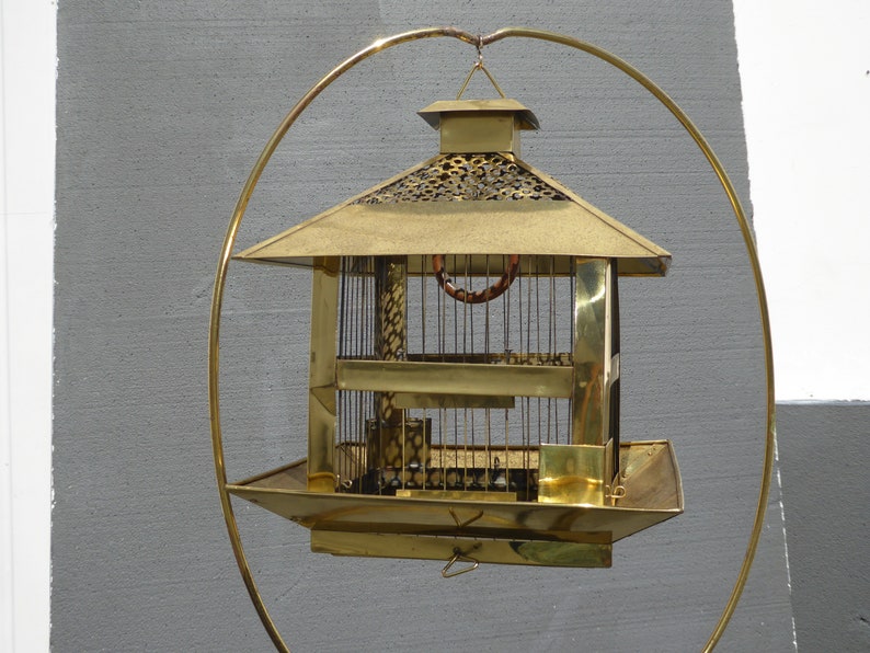 Vintage Hendryx Rustic Gold Bird Cage on Floor Stand Etsy