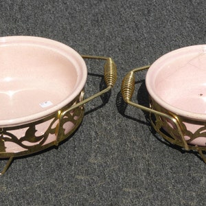 Pair Vintage Mid Century Modern Pink Warming Serving Dishes image 4