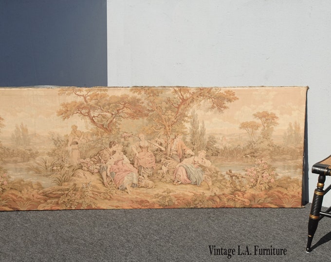 Antique Aubusson Style French Tapestry Picture by Gobelins of Paris Made in France