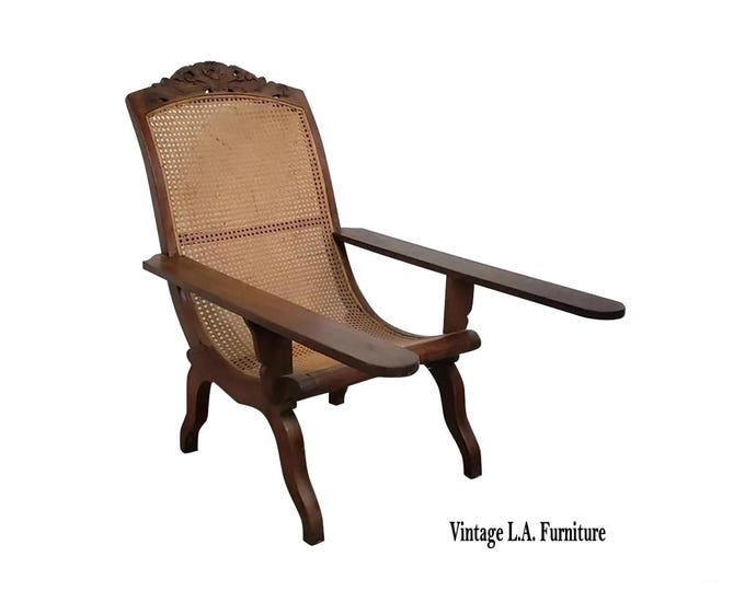 Antique Paddle Arm British Colonial Plantation Chair ~ Lounge Chair