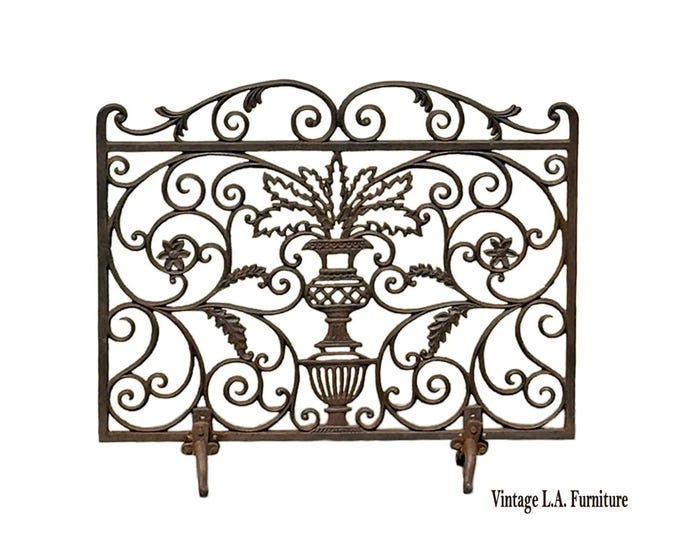 Vintage Cast Iron Decorative Fireplace Screen